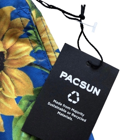 PacSun Sunflower Print Blue Yellow Swim Trunks Mens Small - Picture 3 of 12